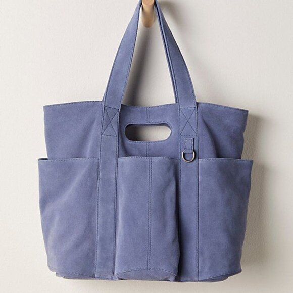 FREE PEOPLE Caravan Suede Tote In Denim NWT